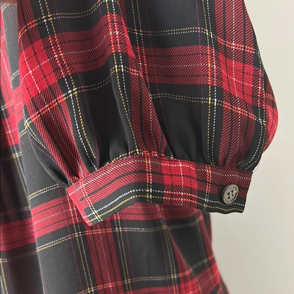 Vince Camuto Women’s Top Tunic 3/4 Sleeve Plaid V- Neck Size 1X - Picture 5 of 8